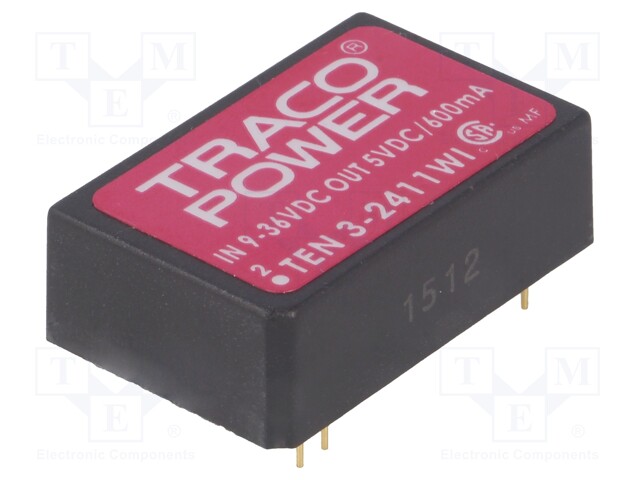 Converter: DC/DC; 3W; Uin: 9÷36V; 5VDC; Iout: 600mA; DIP24; 12g; OUT: 1