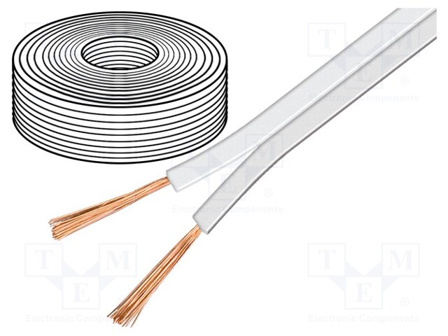 Wire: loudspeaker cable; 2x2,5mm2; stranded; OFC; white; 10m