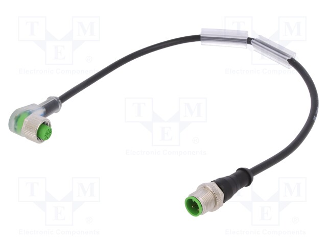 Connection lead; M12; 300mm; 4A; -30÷80°C; IP67; 24VDC