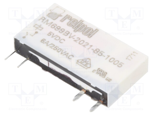 Relay: electromagnetic; SPST-NO; Ucoil: 5VDC; 6A/250VAC; 6A/24VDC