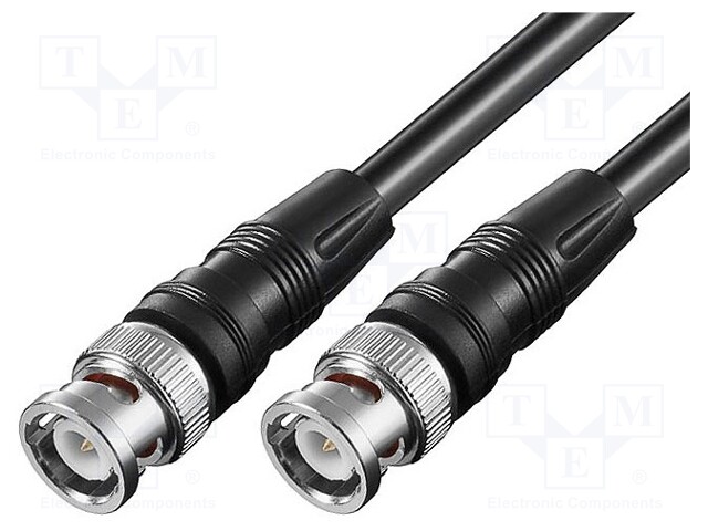 Cable; 75Ω; 3m; BNC plug,both sides; black