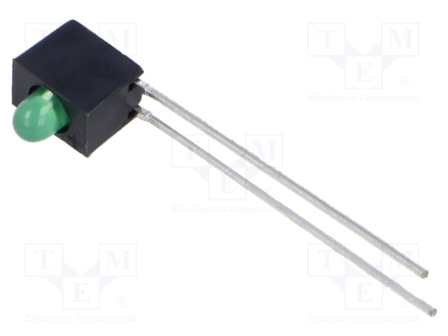 Circuit Board Indicator, Green, 1 LEDs, Through Hole, T-1 (3mm), 2 mA, 20 mcd