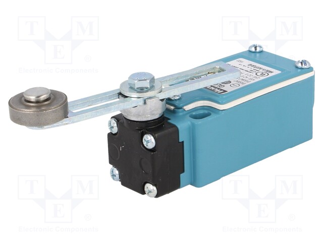 Limit switch; adjustable lever R 34-79mm, metal roller Ø19mm