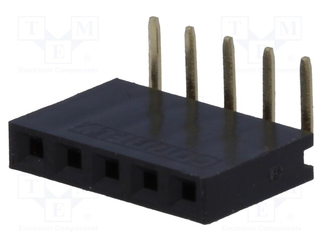 Socket; pin strips; female; PIN: 5; angled 90°; 2.54mm; THT; 1x5