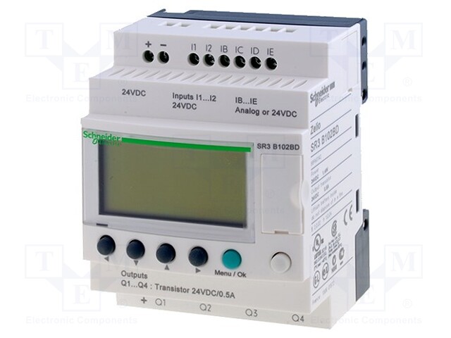 Programmable relay; IN: 6; Anal.in: 4; OUT: 4; OUT 1: transistor