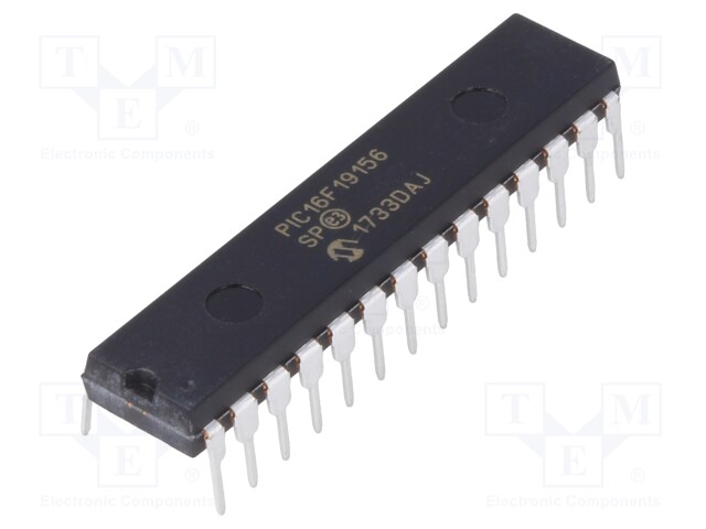 PIC microcontroller; Memory: 28kB; SRAM: 2048B; EEPROM: 256B; THT