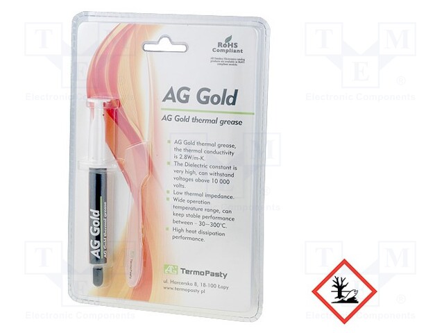 Heat transfer paste; copper; silicone + gold; 3g; AG Gold