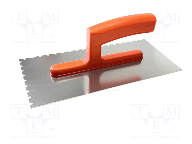 Notch trowel; L: 270mm; W: 130mm; stainless steel