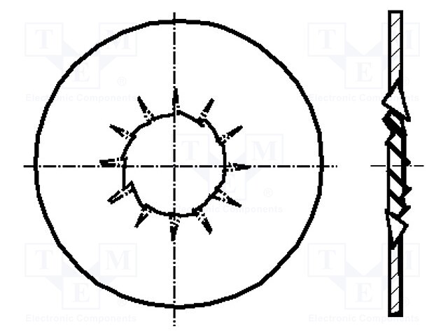 Washer; internally serrated; M6; D=14.2mm; h=0.7mm; spring steel