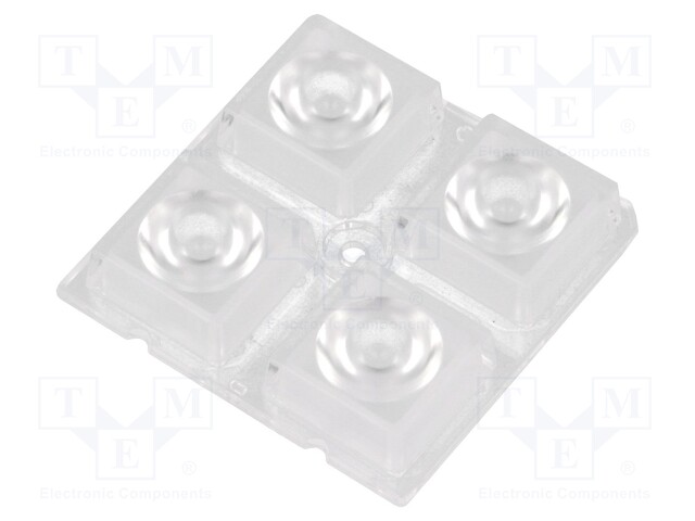 LED lens; square; transparent; 25÷32°; H: 8.5mm; Ømount.hole: 3.1mm