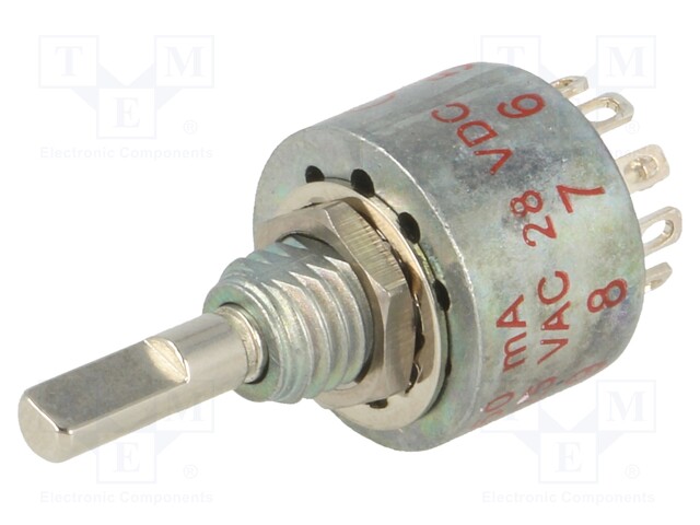 Switch: rotary; Pos: 10; 0.15A/125VAC; 0.15A/28VDC; Poles number: 1