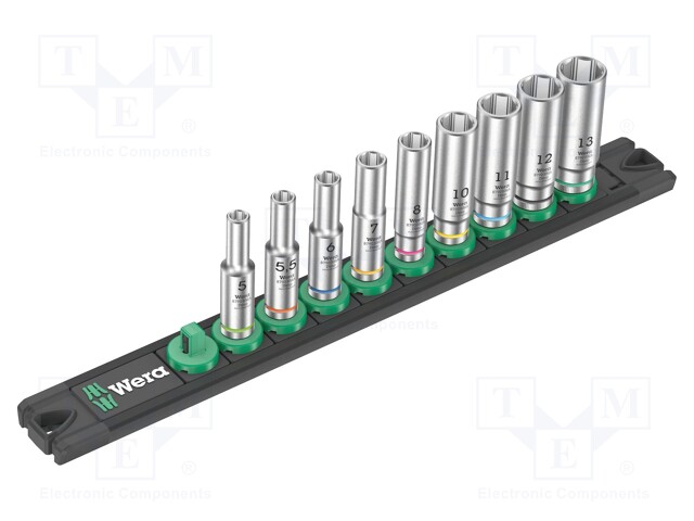 Wrenches set; Kit: magnetic strip; Mounting: 1/4"; 50mm