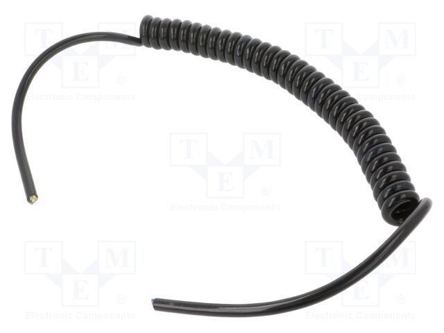 Wire: coiled; 7x0,5mm2; unshielded; PUR; black; 300V; 300mm; 1200mm