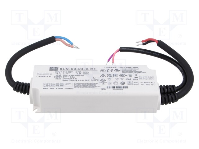 Power supply: switching; LED; 60W; IP67; XLN-60; -25÷90°C; OUT: 1