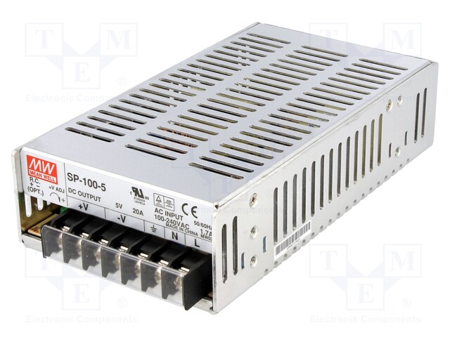 Power supply: switched-mode; modular; 100W; 5VDC; 179x99x45mm