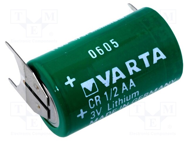 Battery: lithium; 3V; 1/2AA,1/2R6; 3pin,positive pole:  2pin