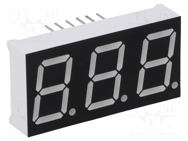 Display: LED; 7-segment; 14.2mm; 0.56"; No.char: 3; green; 8mcd