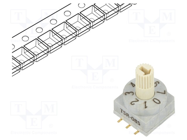 Encoding switch; Pos: 8; SMT; Rcont max: 80mΩ; Rinsul min: 100MΩ