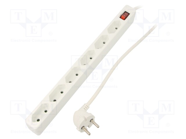 Plug socket strip: protective; Sockets: 6; 250VAC; 15A; 1.5m; IP20