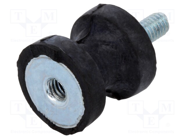 Vibration damper; M4; Ø: 15mm; rubber; L: 15mm; Thread len: 10mm