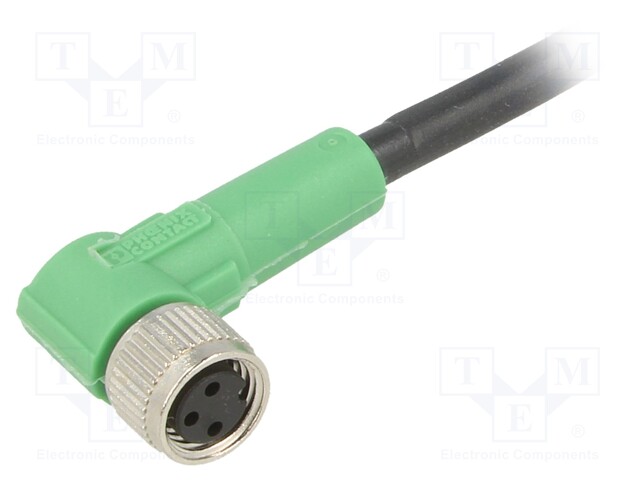 Connection lead; M8; PIN: 3; angled; 1.5m; plug; 60VAC; 4A; -25÷90°C