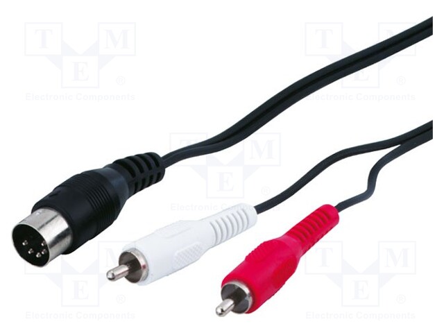 Cable; DIN 5pin plug,RCA plug x2; 1.5m