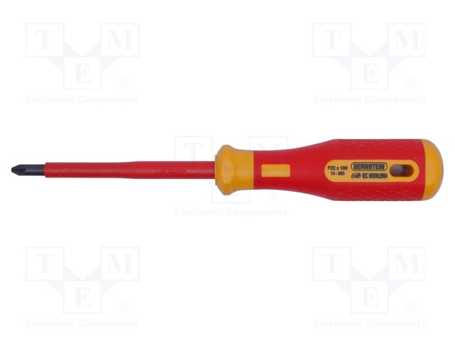 Screwdriver; insulated; Pozidriv®; PZ2; Blade length: 100mm