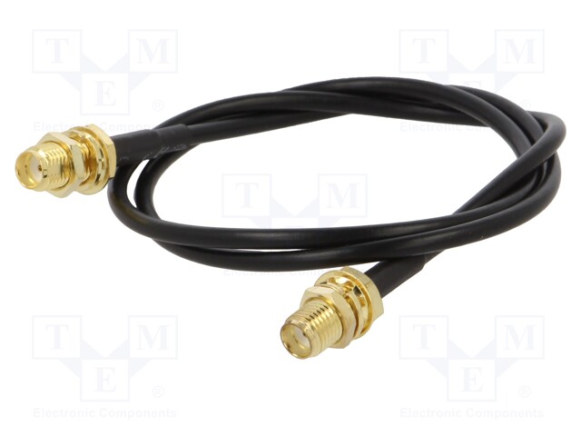 Cable; 50Ω; 0.5m; SMA socket,both sides; black; straight