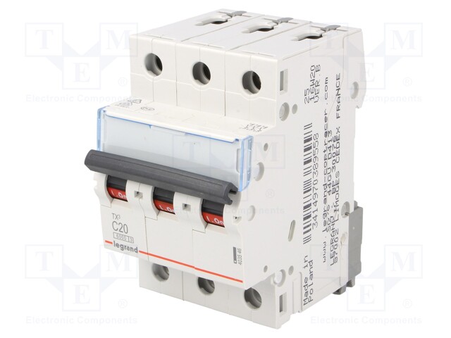 Circuit breaker; 400VAC; Inom: 20A; Poles: 3; DIN; Charact: C; 6kA