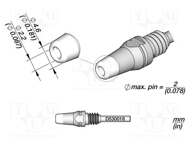 Tip: for desoldering irons; 4.6x2.2mm; JBC-DT530-A