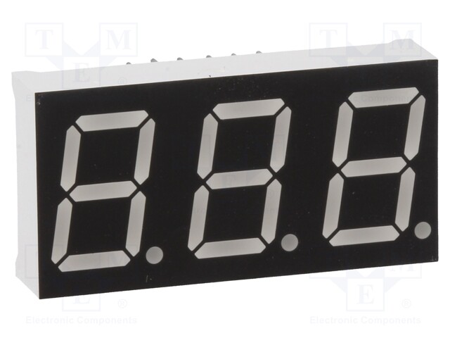 Display: LED; 7-segment; 14.2mm; 0.56"; No.char: 3; amber; 60mcd