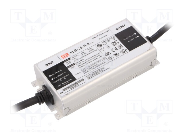 Power supply: switched-mode; LED; 75W; 27÷56VDC; 650÷2100mA; IP67