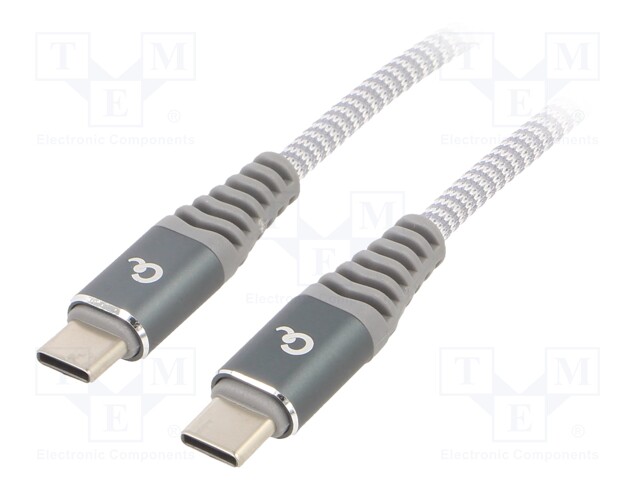 Cable; USB 2.0; USB C plug,both sides; 1.5m; white-grey; 0.48Gbps