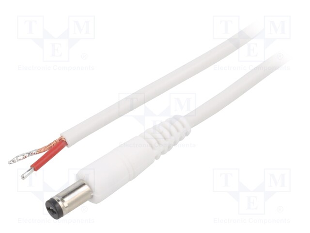 Cable; wires,DC 5,5/1,7 plug; straight; 1mm2; white; 1.5m