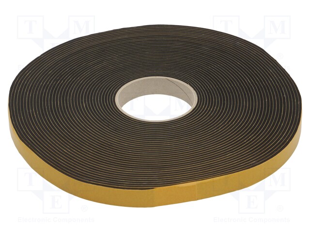 Gasket; EPDM; D: 3mm; black; L: 20m; W: 20mm; Mounting: self-adhesive