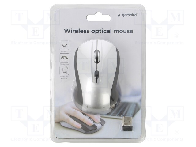 Optical mouse; black,silver; USB A; wireless; No.of butt: 4; 10m