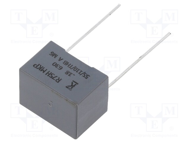 DC Film Capacitor, 0.18 µF, 630 V, Metallized PP, ± 5%, R75H Series, Radial Box