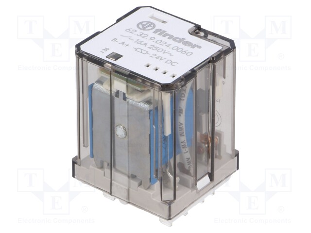 Relay: electromagnetic; DPDT; Ucoil: 24VDC; 16A/250VAC; 16A/30VDC