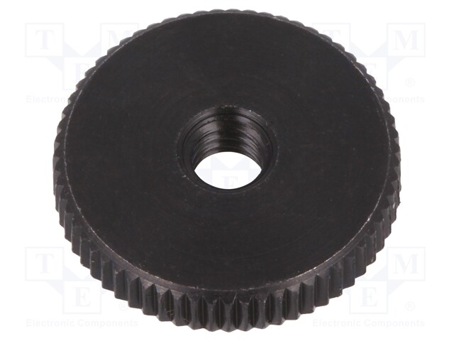 Knob; Dia: 16mm; M4; H: 4mm; steel; black; Features: knurled; DIN: 467