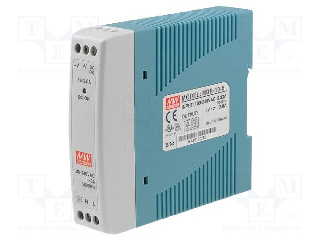 Power supply: switched-mode; 10W; 5VDC; 2A; 85÷264VAC; 120÷370VDC