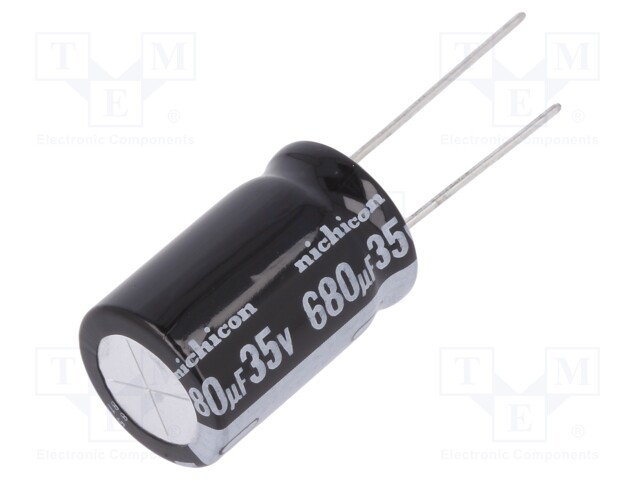 Capacitor: electrolytic; THT; 680uF; 35VDC; Ø16x25mm; Pitch: 7.5mm