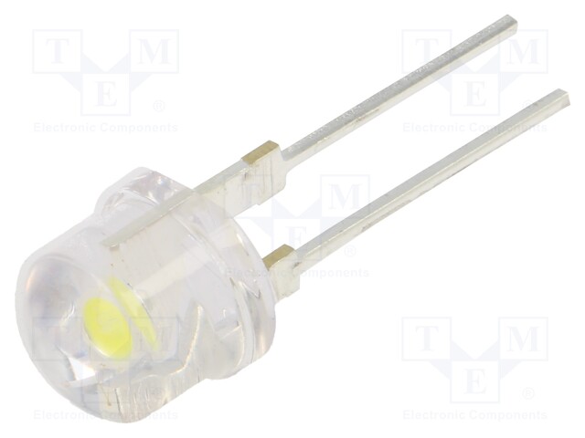 LED; 8mm; white cold; 100°; Front: convex; Pitch: 5.16mm; 20÷30lm