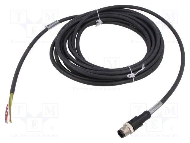 Connection lead; M12; PIN: 8; straight; 5m; plug; 30VAC; 4A; -25÷80°C