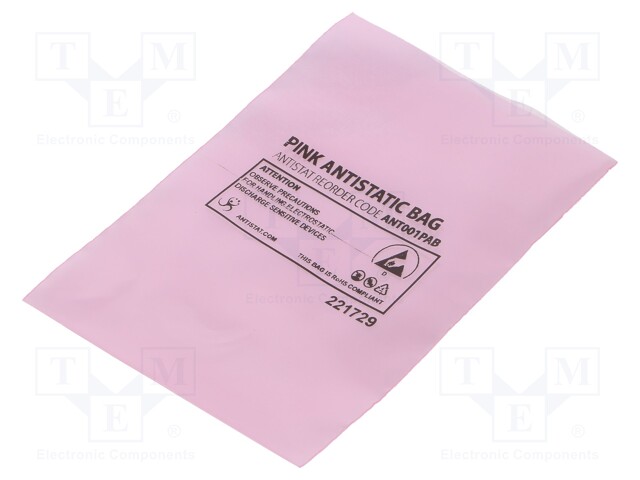 Protection bag; ESD; L: 152mm; W: 102mm; D: 75um; 100pcs; pink; <100GΩ