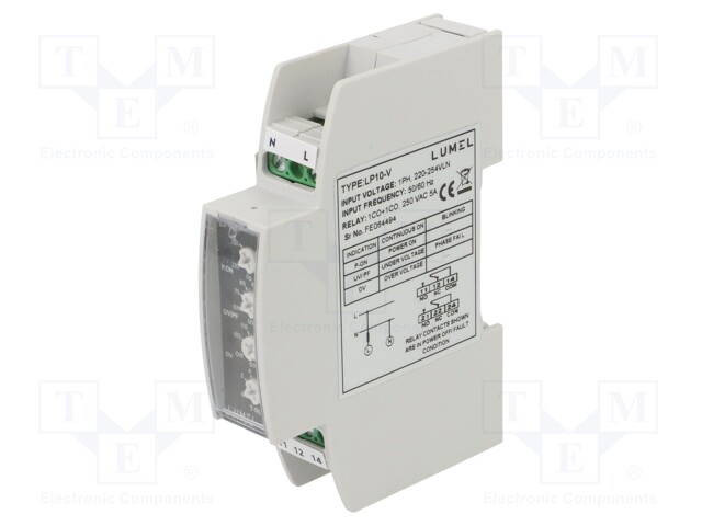 Module: voltage monitoring relay; 220÷254VAC; NC; 250VAC/5A; IP20