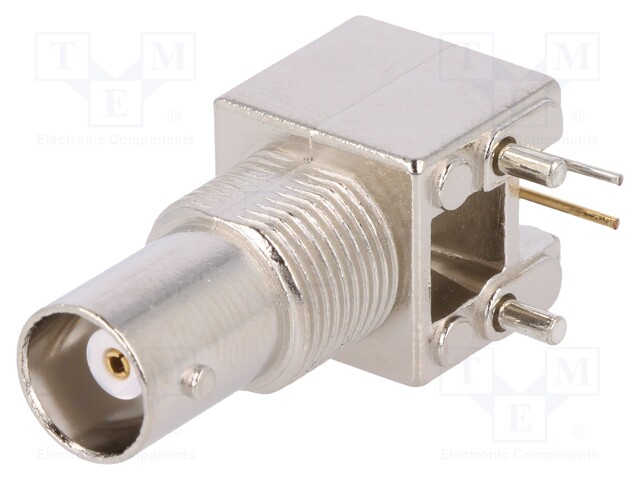 Socket; BNC; female; angled 90°; 50Ω; THT; polyetylene; gold-plated