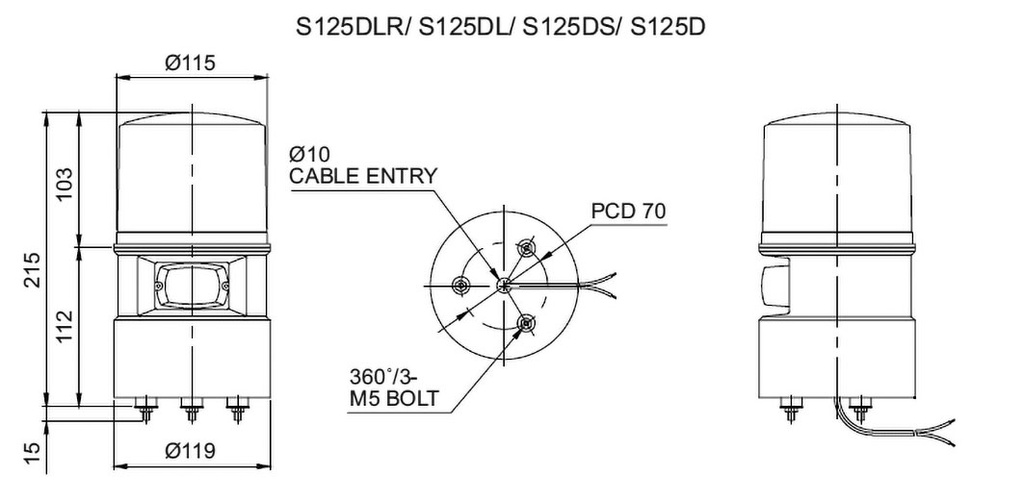 Signaller: lighting-sound; 24VDC; siren,flashing light; IP54