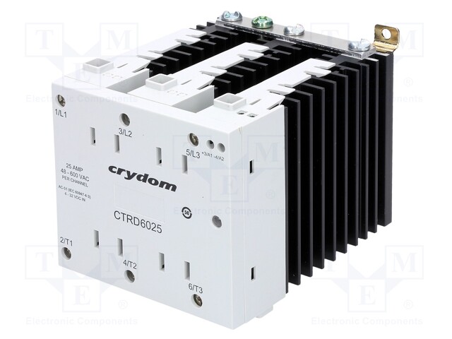 Relay: solid state; Ucntrl: 4÷32VDC; 25A; 48÷600VAC; 3-phase