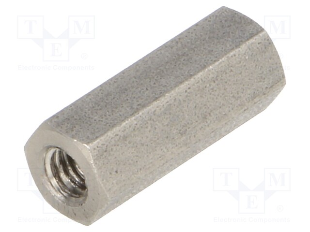 Screwed spacer sleeve; Int.thread: M4; 18mm; hexagonal