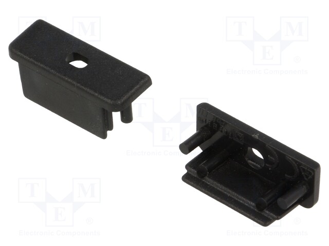 Cap for LED profiles; black; ABS; Application: SURFACE14